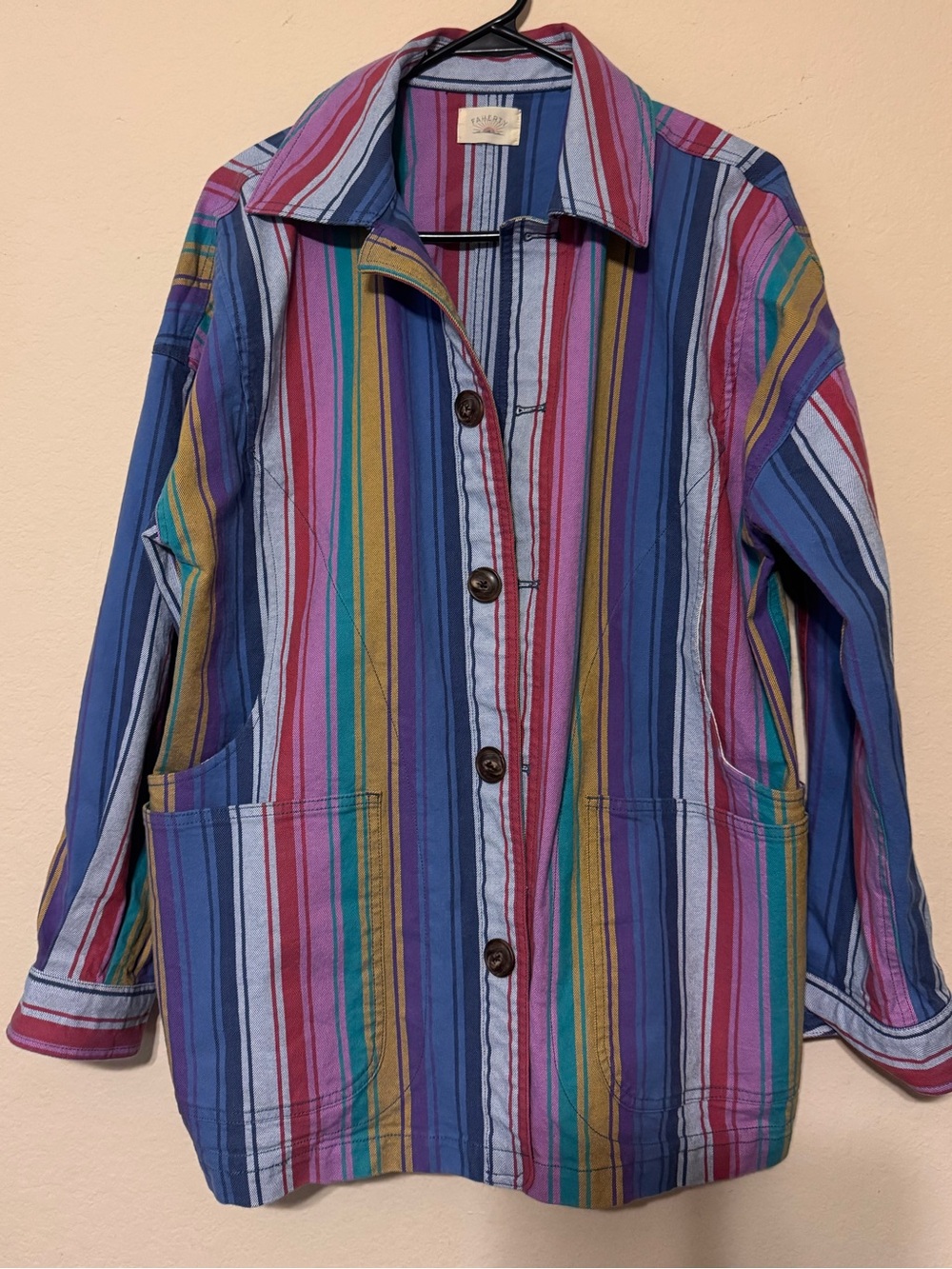 Faherty Striped Denim Jacket Size Medium